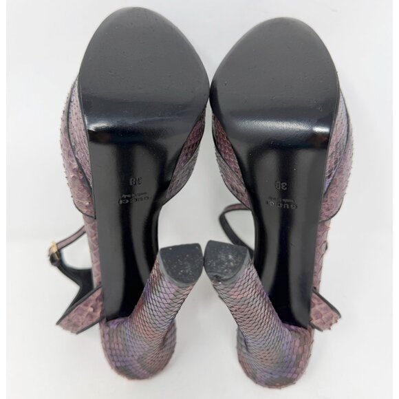 Gucci Platform Heels Python Purple Size 38 Runway Exotic Leather Stiletto - Picture 10 of 11